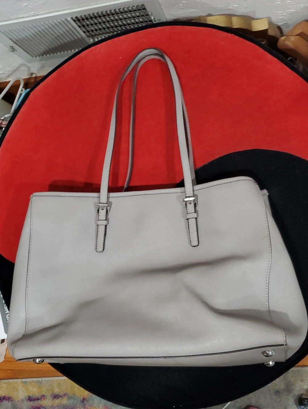 Michael Kors Jet Set Travel Medium Carryall Tote In Grey/Silver Saffiano Leather - Picture 10 of 16